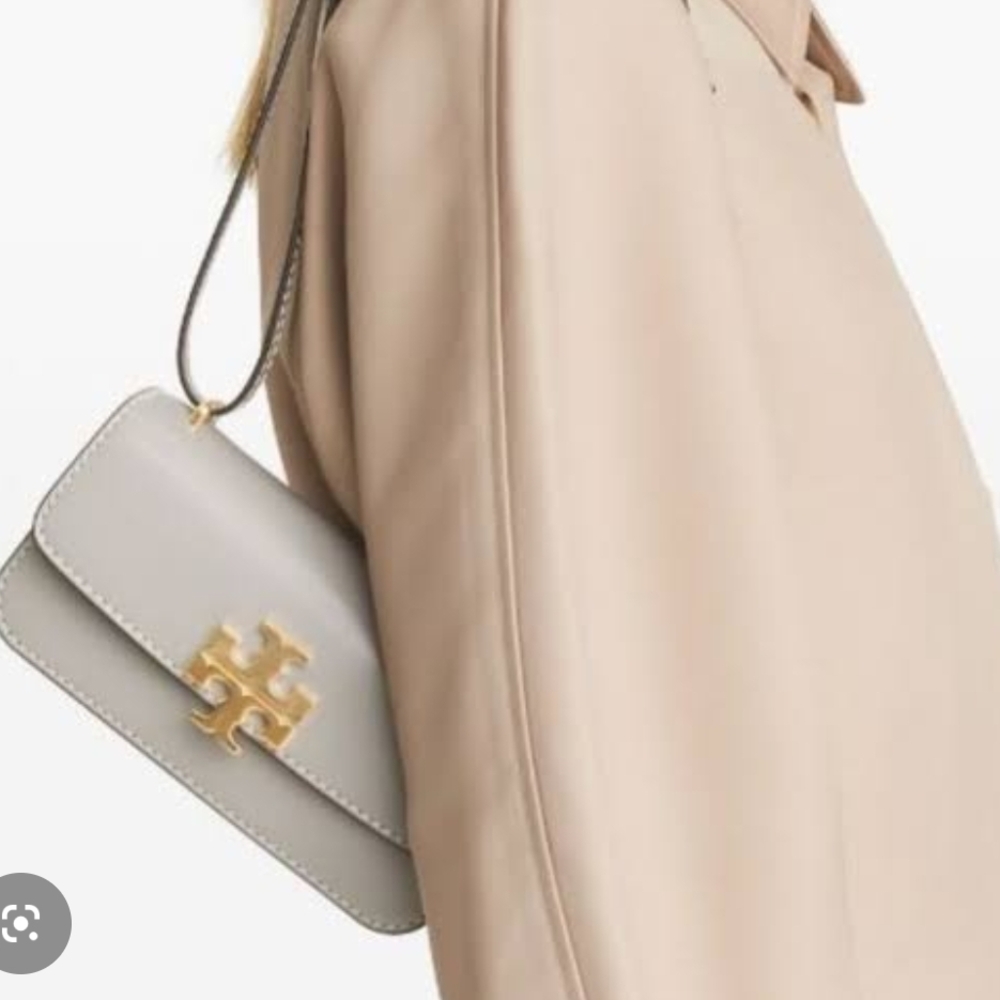 Tory Burch Eleanor Spazzolato Small Convertible Bag- Bay Gray